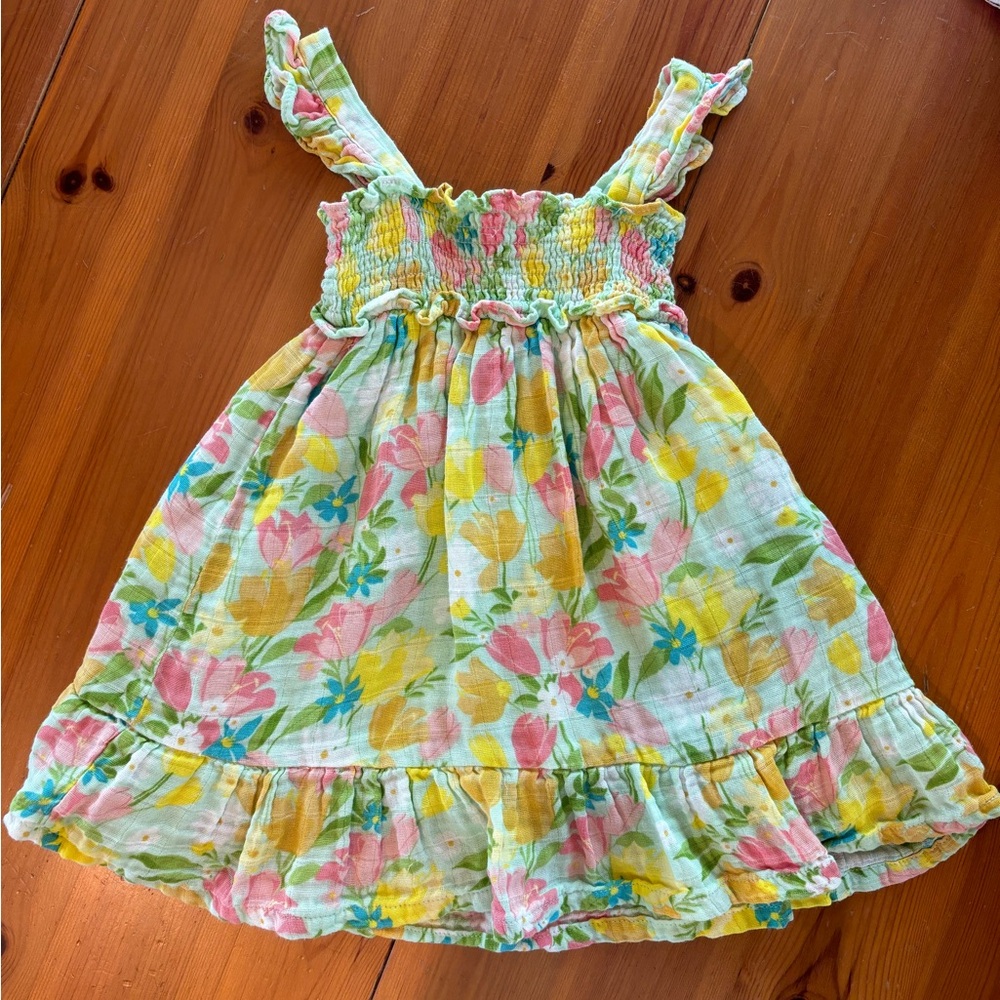 Angel Dear organic cotton muslin floral dress 2t